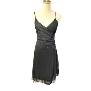VTG Y2K Rampage Whimsigoth Fairy Grunge Sheer Midi Dress Size M Mesh Ruched HOCO
